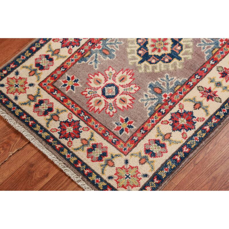 Brown Kazak Oriental Accent Foyer Rug Handmade Wool Carpet - 2'0"x 3'0"