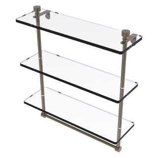 Allied Brass Foxtrot Collection 16 Inch Triple Tiered Glass Shelf with Integrated Towel Bar