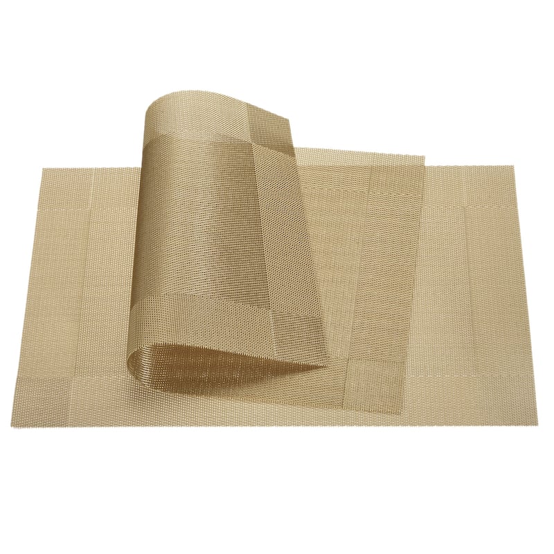 Place Mats 450x300mm 2pcs PVC Table Washable Woven Placemat, Golden