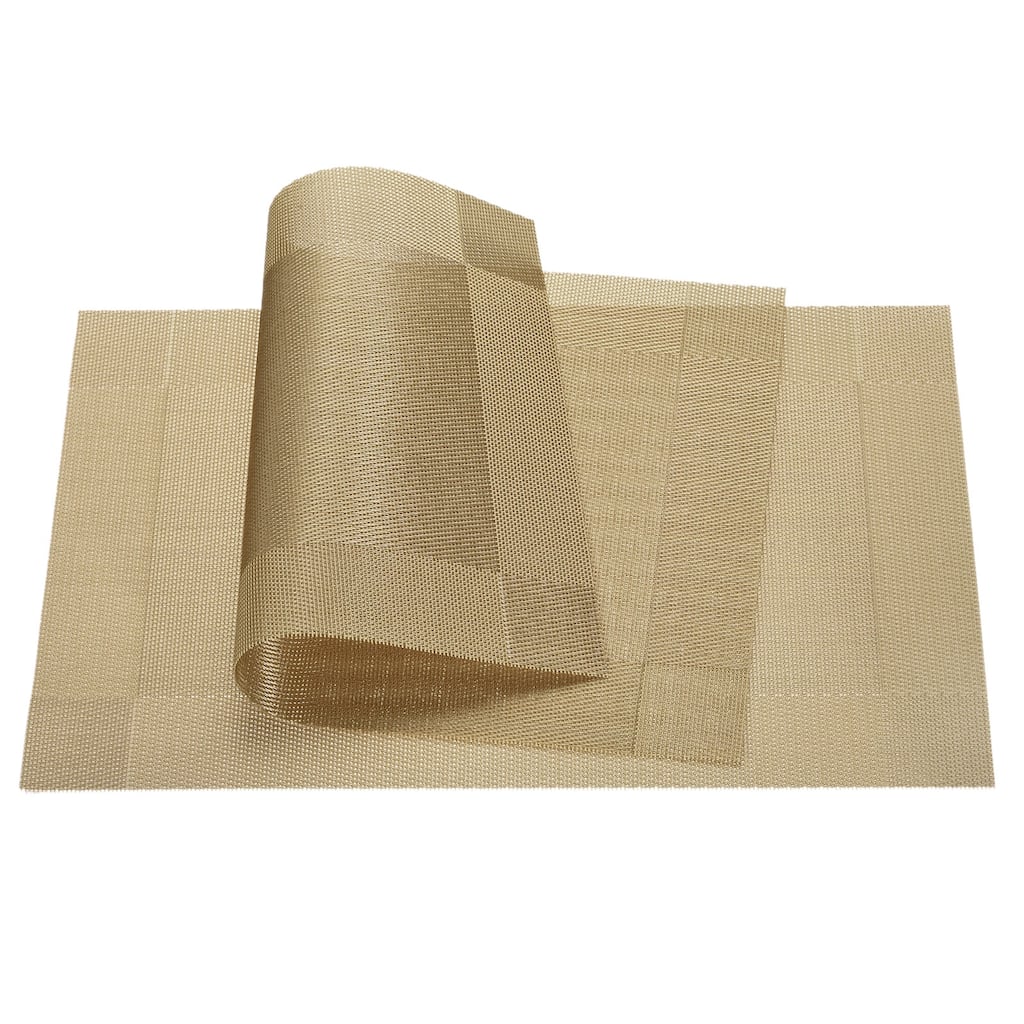 Place Mats 450x300mm 2pcs PVC Table Washable Woven Placemat, Golden