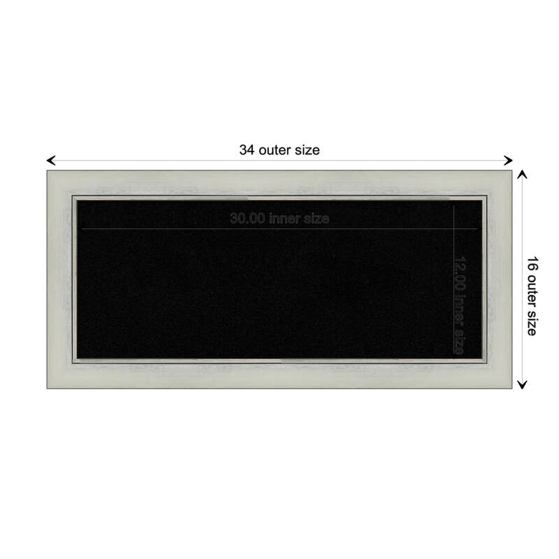 Flair Framed Black Corkboard Bulletin Board - Flair Silver Patina - Board Size 30x12