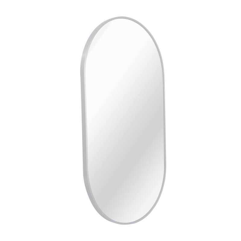 GDFStudio - Verona Modern Metal Frame Oval Bathroom Vanity Decorative Mirror with Elongated Silhouette & Easy Wall Mounting