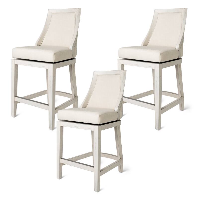 Maven Lane Vienna Swivel Kitchen Stool - Set of 3 - White Oak - Counter Height