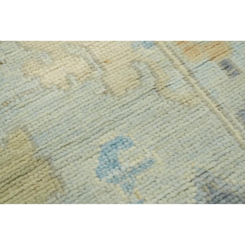 Vegetable Dye Wool Oushak Turkish Area Rug, Floral Geometric Carpet - 11' 8'' X 9' 0''