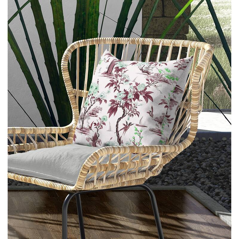 Open Air Orchid Indoor/Outdoor Reversible Throw Pillow Green and Lavender