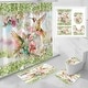 preview thumbnail 19 of 22, 4 Pcs HummingBird Flower Shower Curtain Sets with Rugs for Bathroom Decor, Vintage Floral (Hooks Not Included) Green