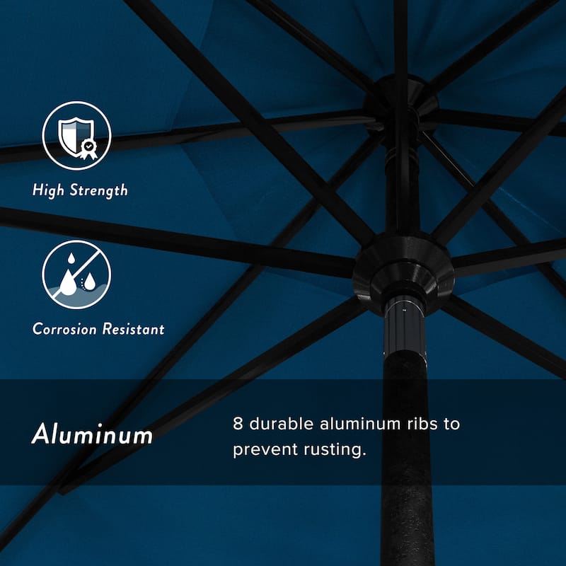 California Umbrella 11' Rd Golden State Series Patio Umbrella Black Aluminum Frame Crank Lift Collar Tilt Pacifica