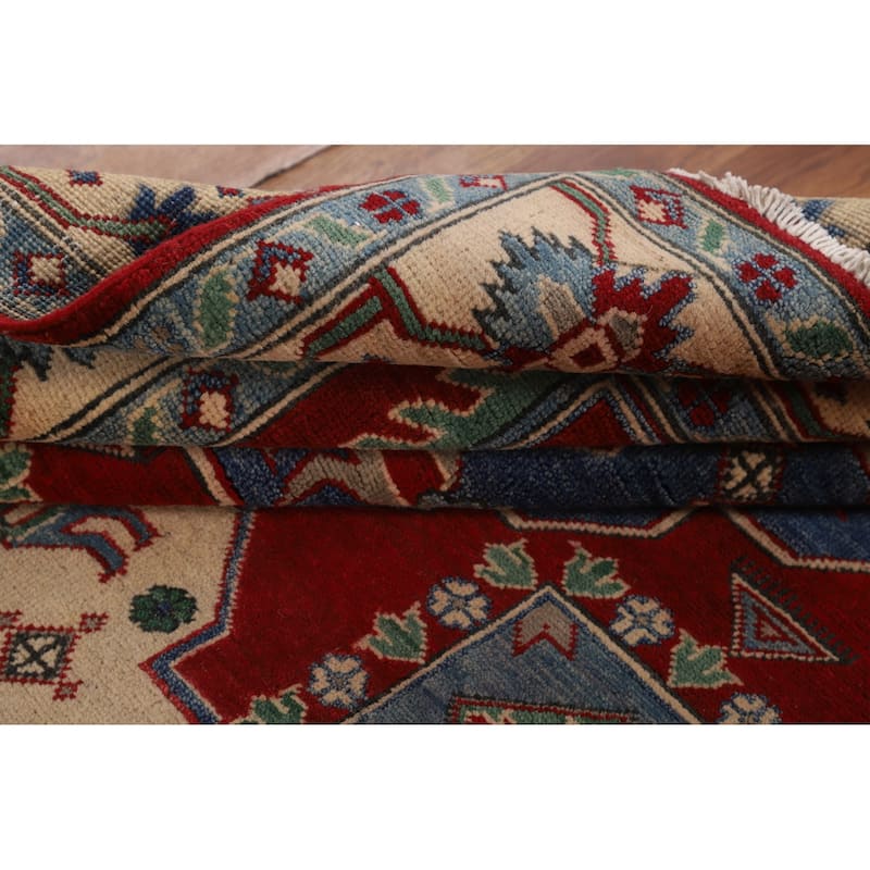 Oriental / Geometric Kazak Area Rug Handmade Wool Carpet - 5'6" x 8'2"