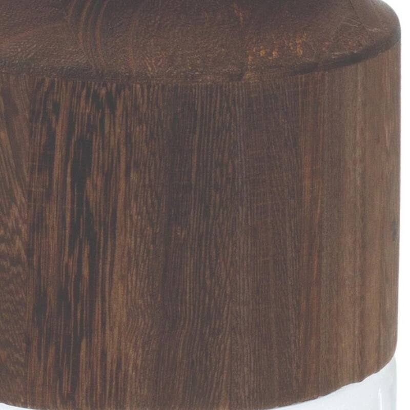 9" Brown And Clear Glass Round Table Vase With Wood - 5.50