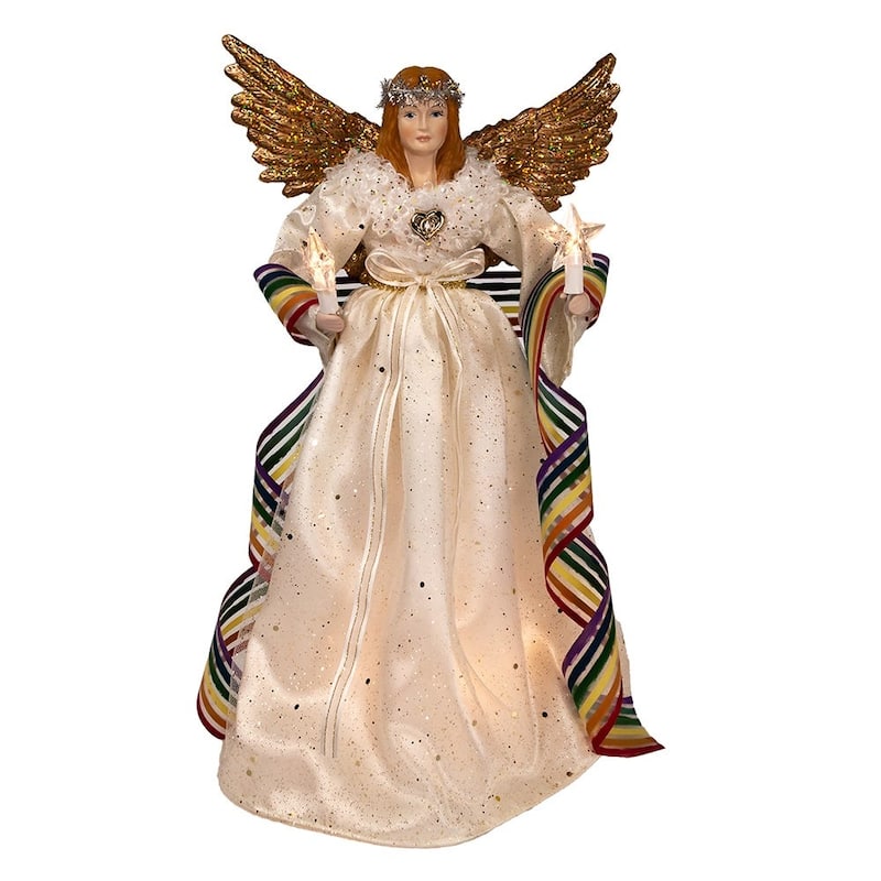 Kurt Adler 14-Inch 10-Light Pride Angel Tree Topper - Multi