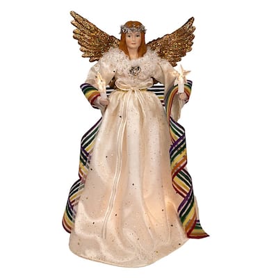 Kurt Adler 14-Inch 10-Light Pride Angel Tree Topper - Multi