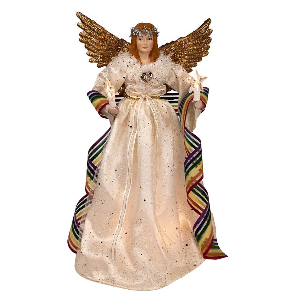 Kurt Adler 14-Inch 10-Light Pride Angel Tree Topper - Multi
