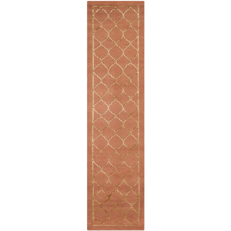 SAFAVIEH Couture Hand-knotted Tibetan Agapia Modern Wool Rug - 2'6" x 10' Runner - Rust
