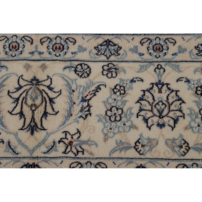 Wool & Silk Vegetable Dye Floral Nain Persian Area Rug Handmade Carpet - 8'2"x 10'9"