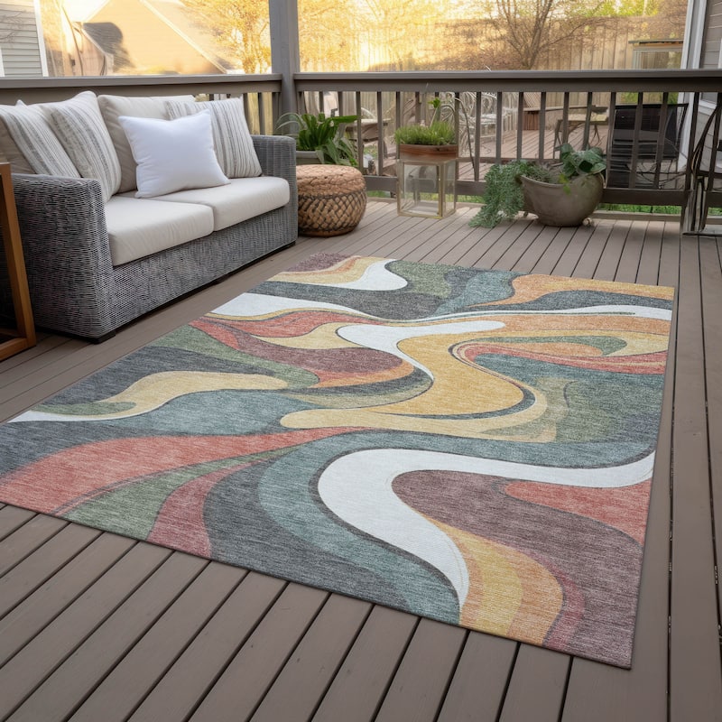 Machine Washable Indoor/Outdoor Soft Contemporary Chantille Rug