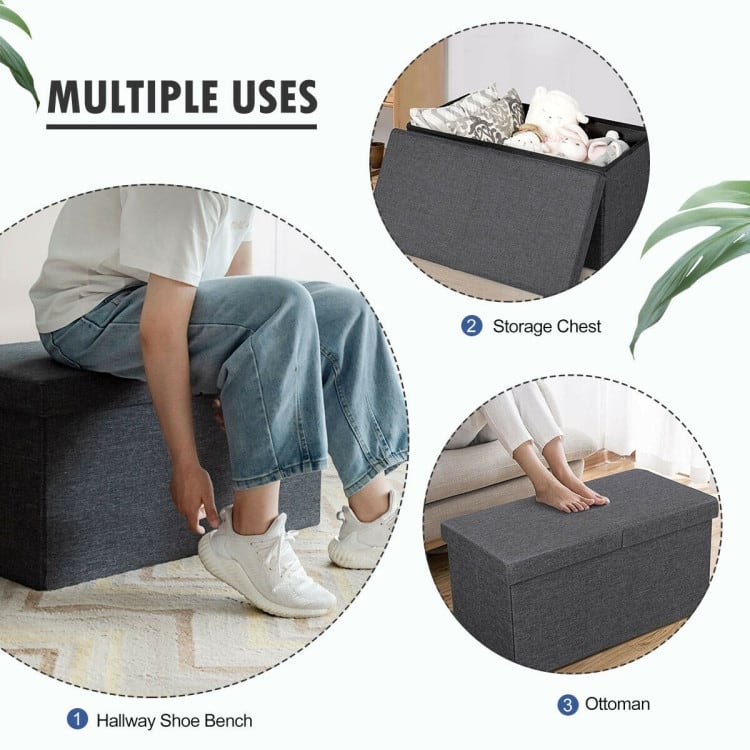 30" Folding Storage Ottoman with Lift Top