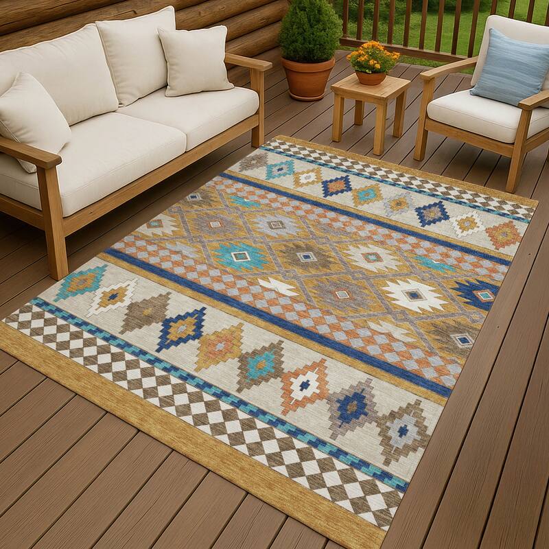 Machine Washable Indoor/ Outdoor Global Clemente Chantille Rug