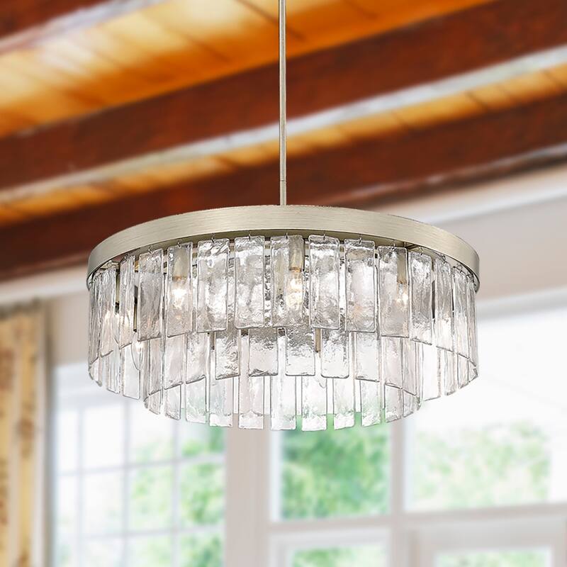 Ciara 27" Wide 9-Light Chandelier with Hammered Water Glass
