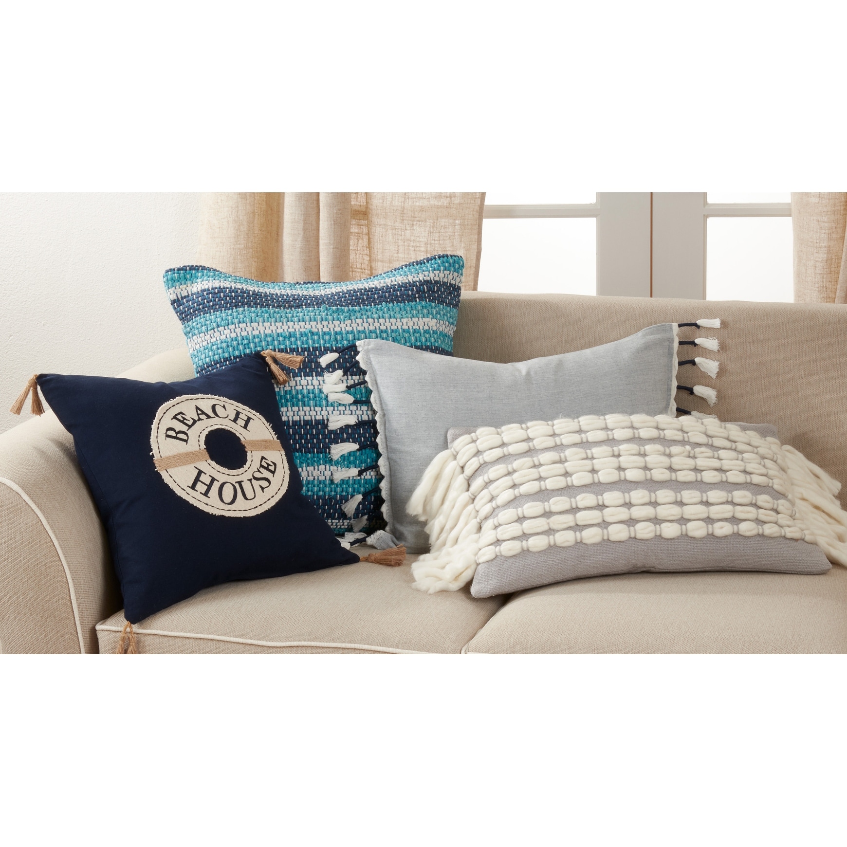 Throw Pillow With Tasseled Design-image