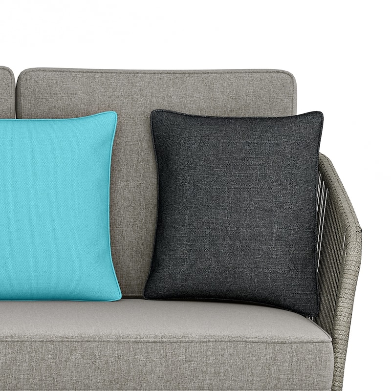 WyndenHall Lotus 75 inch Wide Contemporary Outdoor Sofa in Sand Drift Polyester Fabric