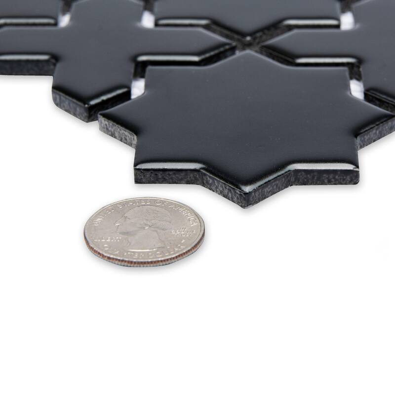 Merola Tile Metro 2" Star Matte Black with Matte Black Cross 11-7/8" x 11-7/8" Porcelain Floor and Wall Tile