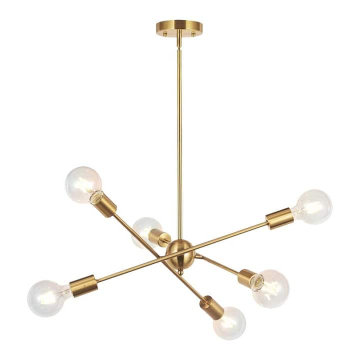 6-Light Modern Metal Sputnik Mobile Chandelier