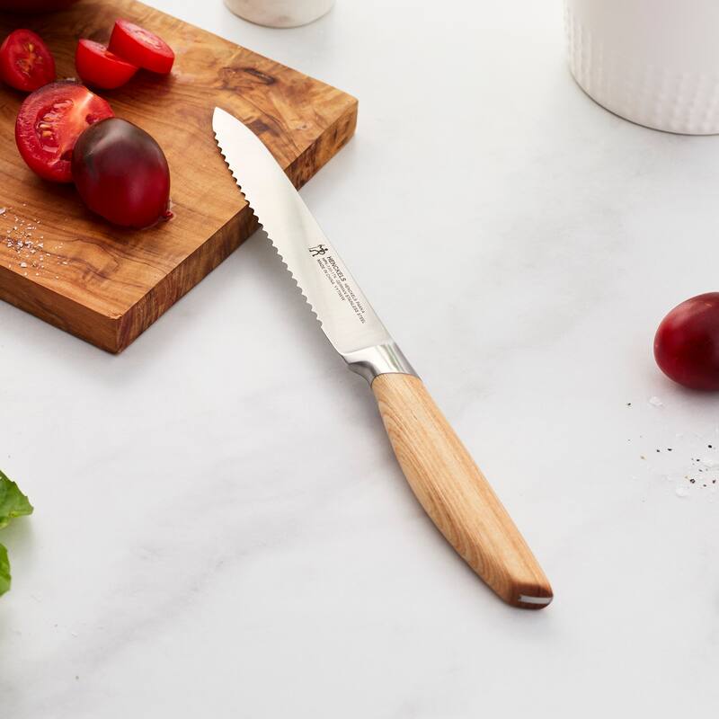 Henckels Pakka 5-inch Serrated Utility Knife - Wood