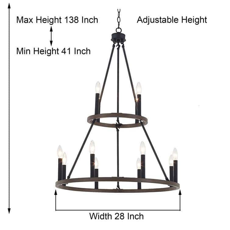 Acroma 12-light Farmhouse Candle Chandelier for Dining Room - 28 inches