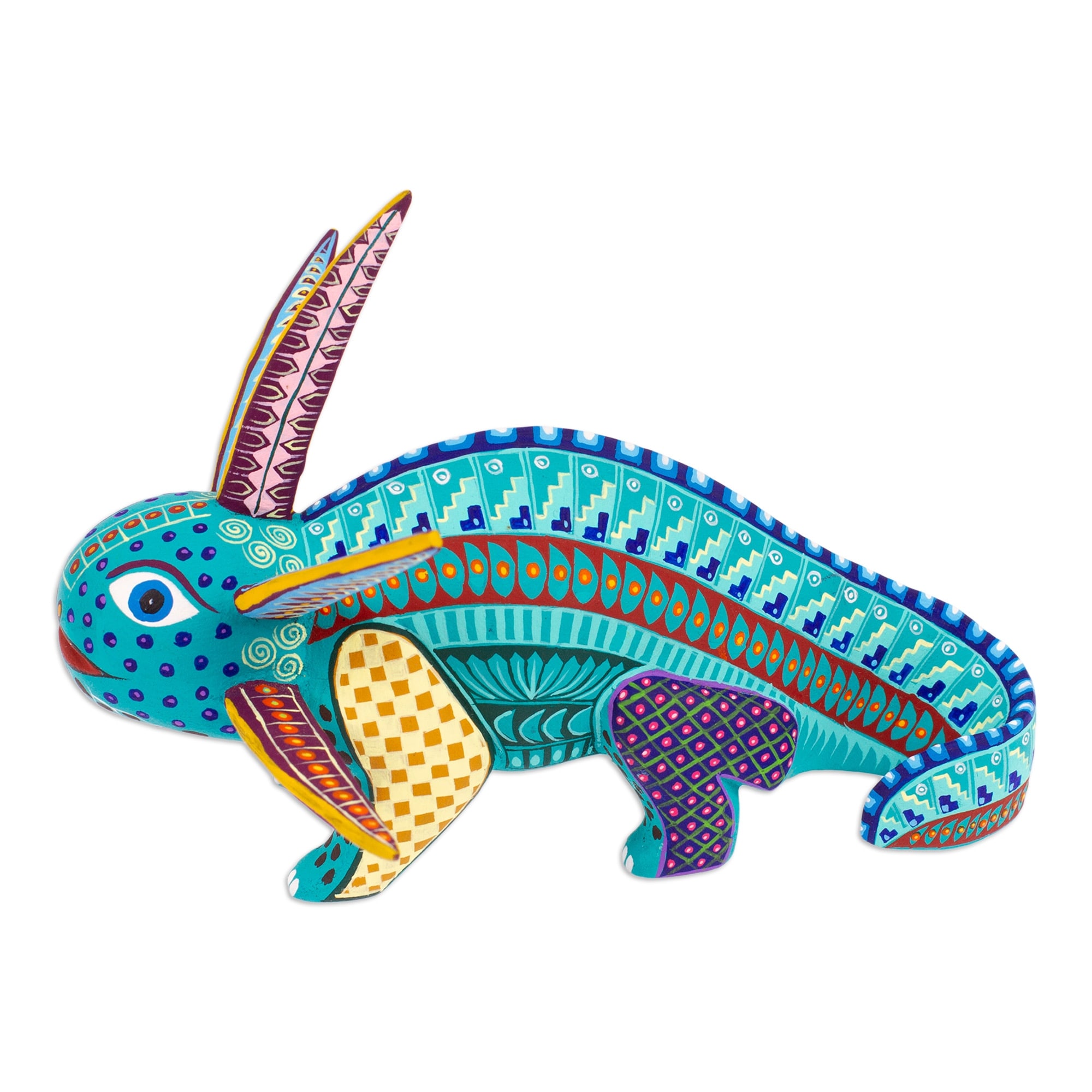 Novica Handmade Colorful Axolotl Wood Alebrije Figurine