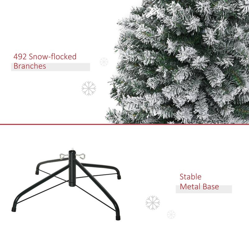 Elegant 6' Unlit Snow-Flocked Christmas Tree with Full Branch Tips and Sturdy Base for Indoor Decor