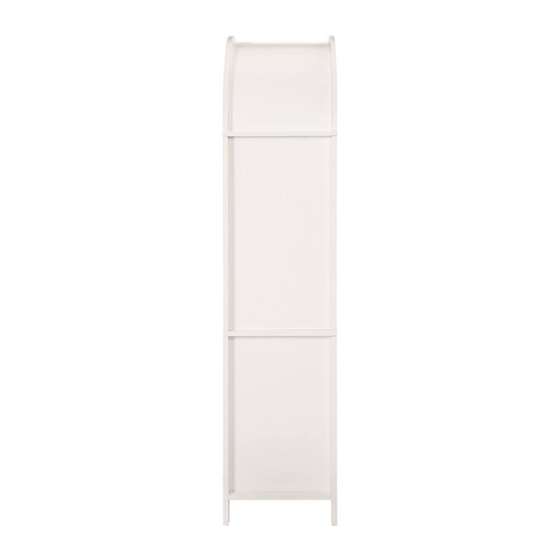 71" Tall Fluted Arched Pantry Cabinet with Glass Doors and Adjustable Shelves for Elegant Kitchen Storage