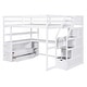 preview thumbnail 7 of 6, White Loft Bed with Desk and Shelves, Two Built-in Drawers, Storage Staircase