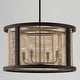 preview thumbnail 3 of 4, Rico 4-light Flat Black Pendant w/ Mango Wood & Rattan