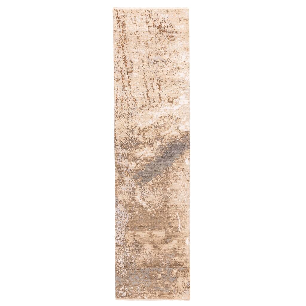 ECARPETGALLERY Hand-knotted Legacy Beige Silk, Wool Rug - 2'6 x 10'2