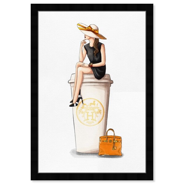 Oliver Gal 'Cafe au Lait Orange 24x36' Drinks and Spirits Framed
