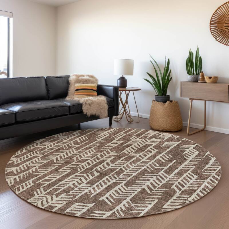 Premium Washable Super Soft Modern Arrows Mayfield Rug - Brown - 8' x 8'