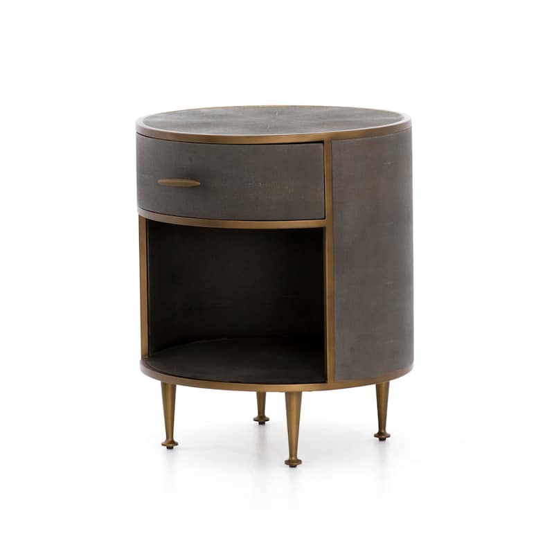 Haven Home Studio Nightstand - Grey Shagreen Round