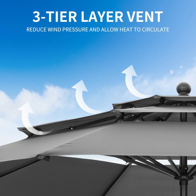 Ainfox 10ft Patio Umbrella 3-tier Outdoor Umbrella Without Base