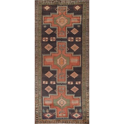 Blue Ardebil Persian Vintage Runner Rug Hand-Knotted Wool Carpet - 4'1"x 9'11"