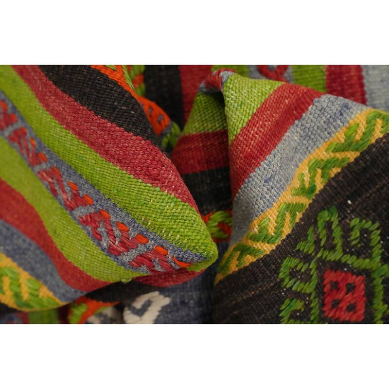 Hand Woven Oriental 100% Wool Carpet Southwestern Tribal Multi-Colored Kilim Area Rug - 7' 2'' X 5' 6''