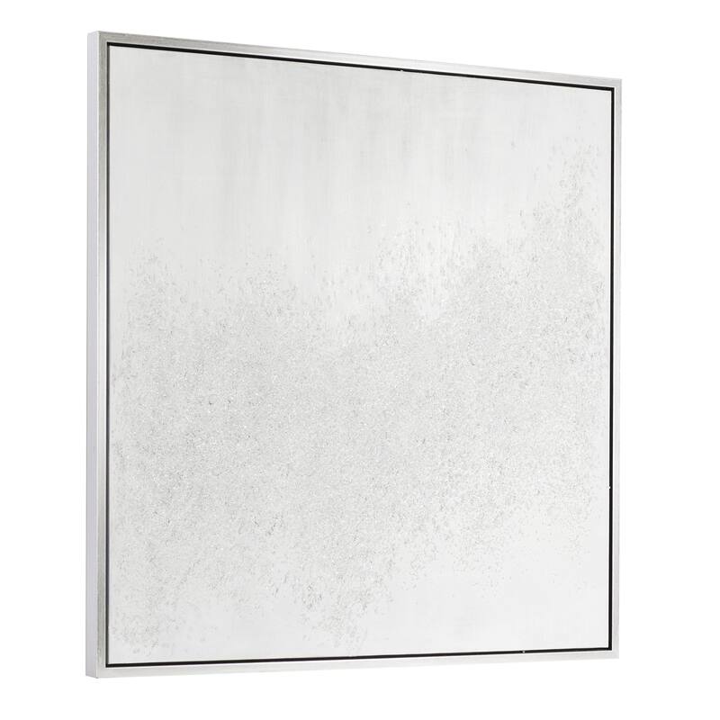 Canvas Abstract Framed Wall Art with Silver Frame - White - CosmoLiving by Cosmopolitan