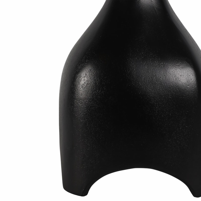 Curved Marble Top with Metal Base End Table - Black, 21 in.