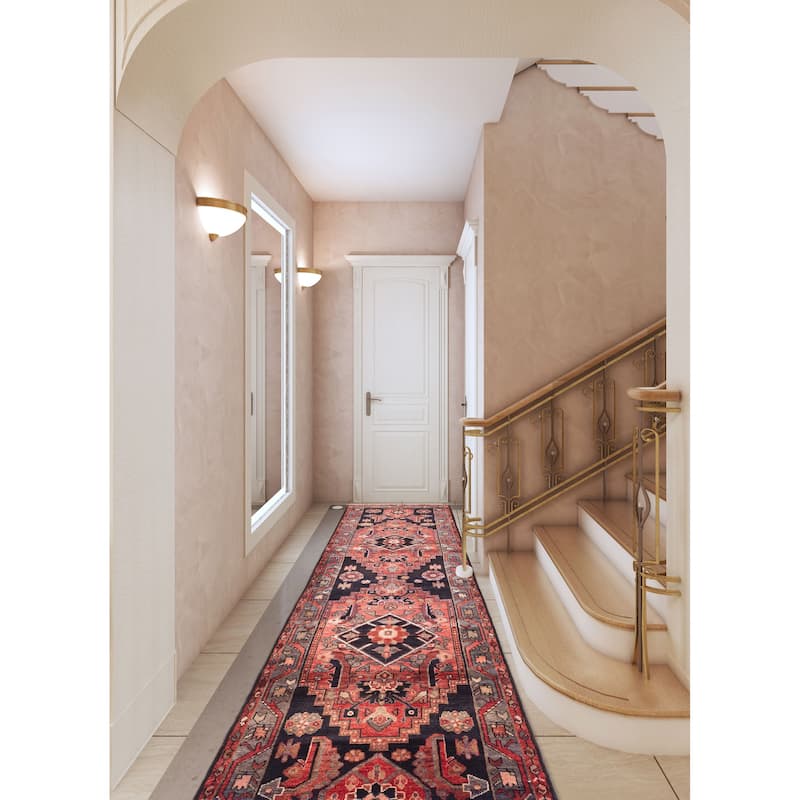 ECARPETGALLERY Hand-knotted Anatolian Vintage Black, Light Red Wool Rug - 3'5 x 10'6