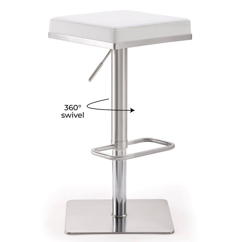 Strick & Bolton Fulla Stainless Steel Eco-leather Square Barstool