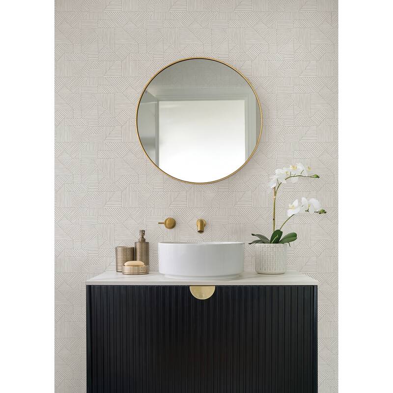 A-Street Prints Crescendo Silver Block Geometric Wallpaper