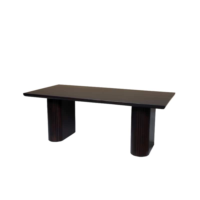 HomeRoots 82" Dark Brown Wood Double Pedestal Base Dining Table - 82.00 in. x 30.00 in. x 38.00 in.