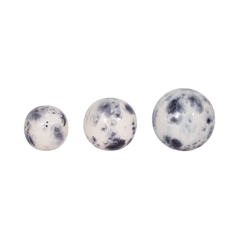 Sagebrook Home Set Of 3 4/5/6" Metal Abstract Round Galaxy Orbs