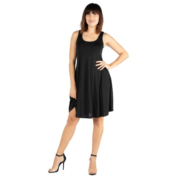 24seven Comfort Apparel Fit and Flare Knee Length Tank Dress