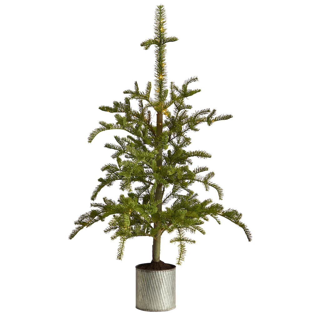 4.5ft. Pre-Lit Christmas Pine Artificial Tree in Decorative Planter - Charming Holiday X-Mas Accent