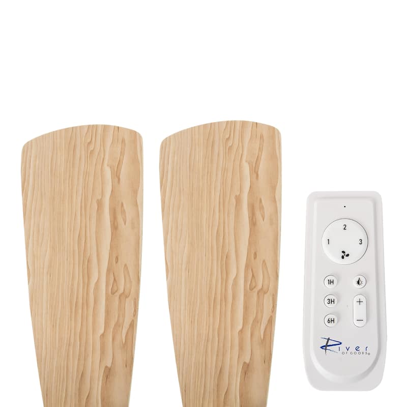 Aiden River of Goods Almond and Light Oak Metal Remote-Controlled 42" Ceiling Fan - 42" x 42" x 11"/15.25"